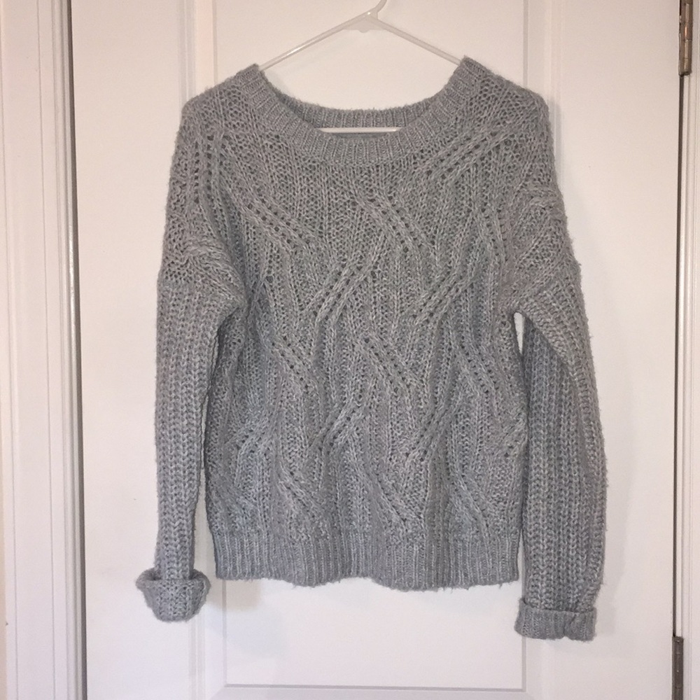 Chunky Light Blue Woven Sweater- Brand New!